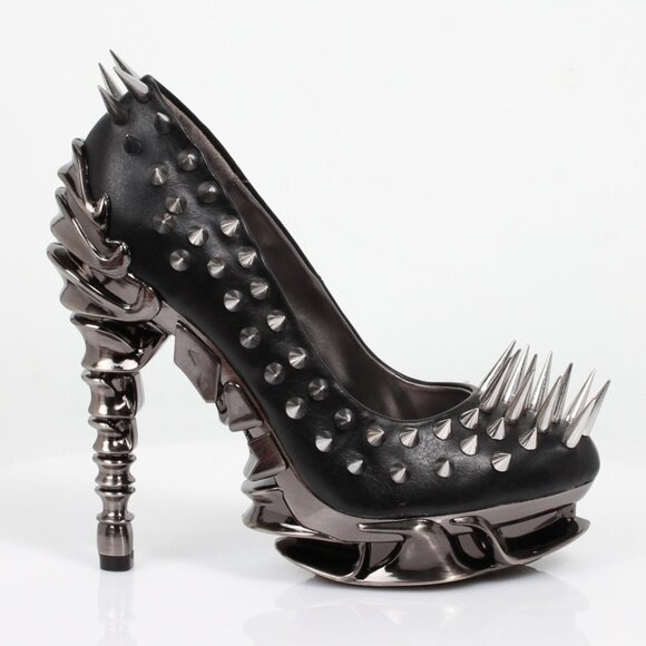 Hades ZETTA Spiked Black Pump Metallic Spinal 5" Heel 6-7-8-9-10-11 M/B Width - Picture 8 of 15